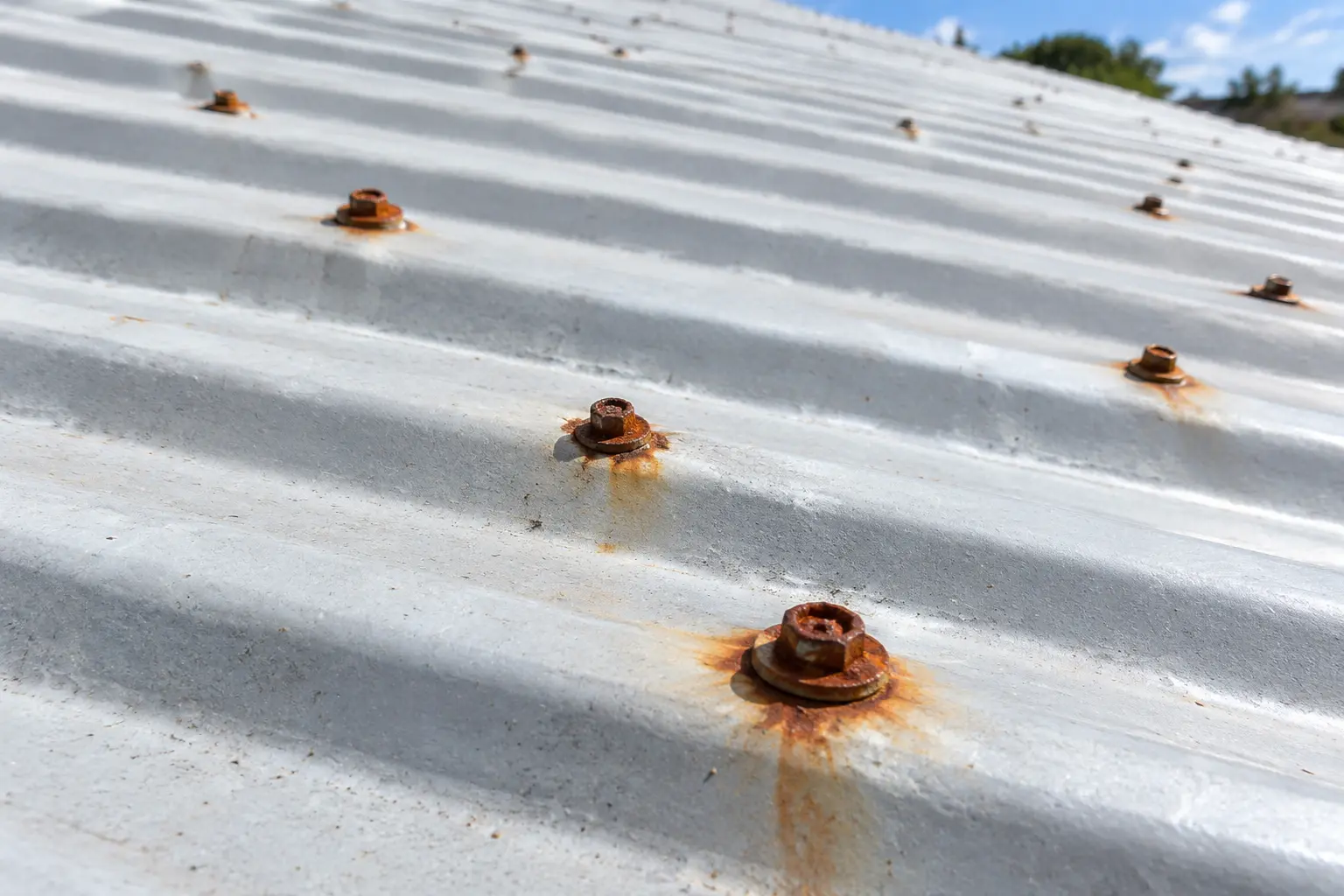 Rusting nails in a roof