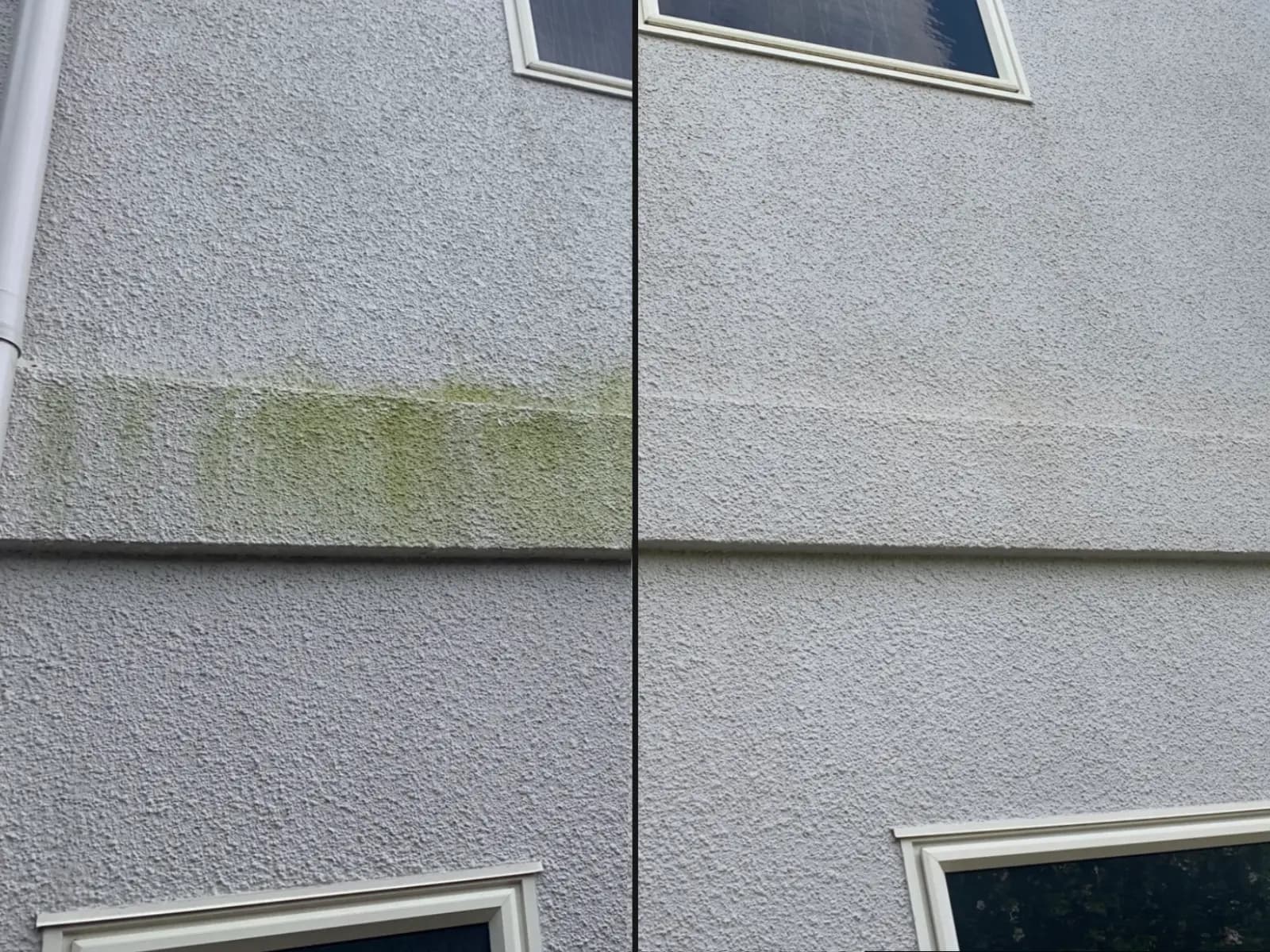 Wall cleaned before and after